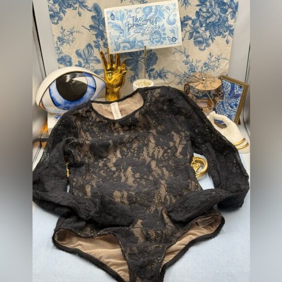 🆕 ZIMMERMANN 🧿 NWT Lace Long Sleeve Bodysuit, Black Sz 0 US 2 - Picture 11 of 16